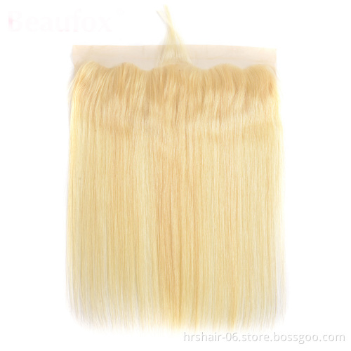 hot sale cuticle aligned hair bundle 613 blonde virgin human hair weave bunlde russian 613 bundles with lace frontal closure